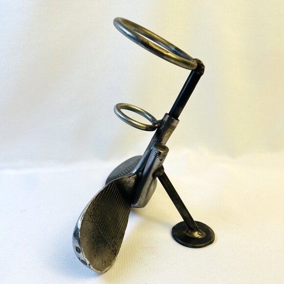 Dual Golf Club Head Novelty Wine Bottle Holder Unique Collectible One of a Kind - Picture 2 of 10